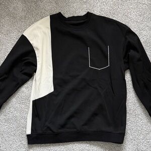 Men's Black and Cream Sweater